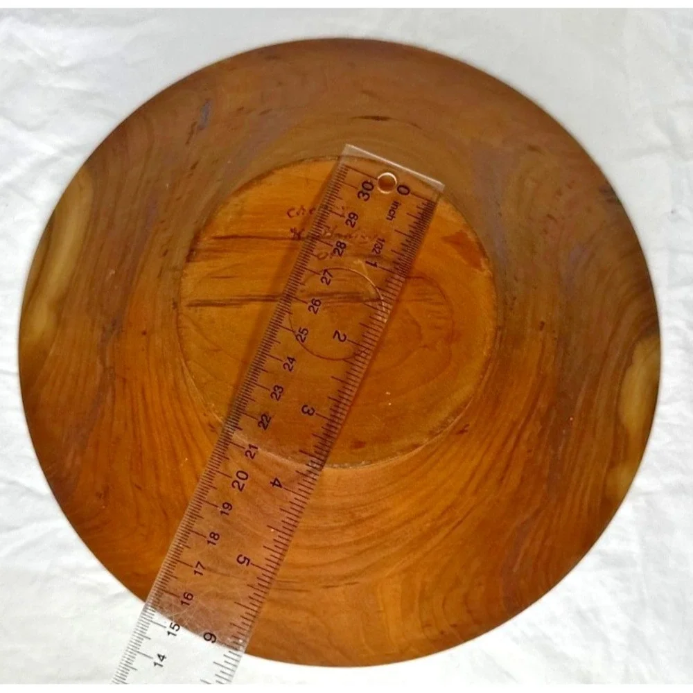 Handmade Burl Grain Cherry Wood Bowl Signed Farmhouse Decor Accent